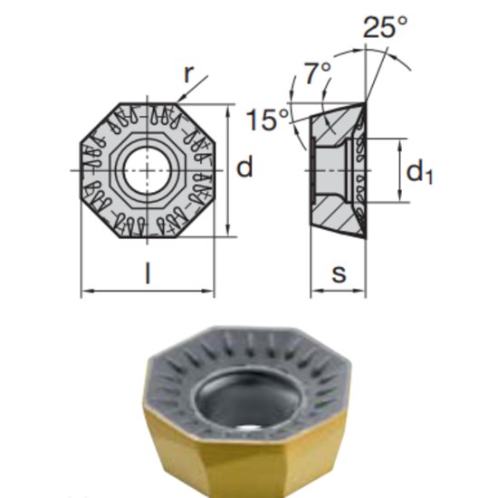 Picture of LMT Fette OCKX 0606 AD-TRT LC280TT Milling Insert Octagonal